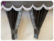 Dutch Style Truck Curtains Double Lined Volvo Fh4 Fh5 Grey With Embroidery