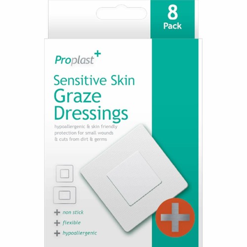 8 Sensitive Skin Graze Dressing Pads Sterile Hypoallergenic Wound Cut