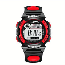 Boys And Girls Multifunctional Sports Colorful Luminous Electronic Watch Red