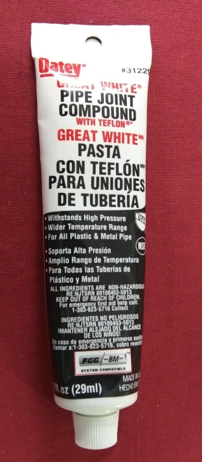 OATEY 1 OZ GREAT WHITE PIPE JOINT COMPOUND W/ TEFLON *31229 eBay