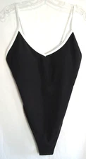 Wilo The Label Black White Trim Ribbed One Piece Bathing Suit Size Medium NWT