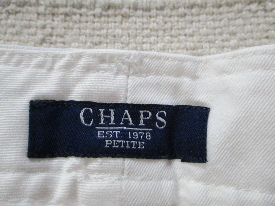Chaps Womens Shorts 10P Petite White Chino Pockets Vented Button Zips Cotton - Image 4 of 4