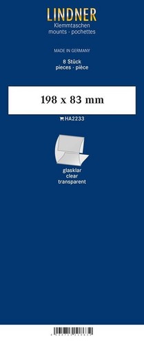 Lindner Hawid Klemmtaschen Blockstreifen – Glasklar, 130x85 Mm, 10 Stück, Mit Doppelter Klemmnaht