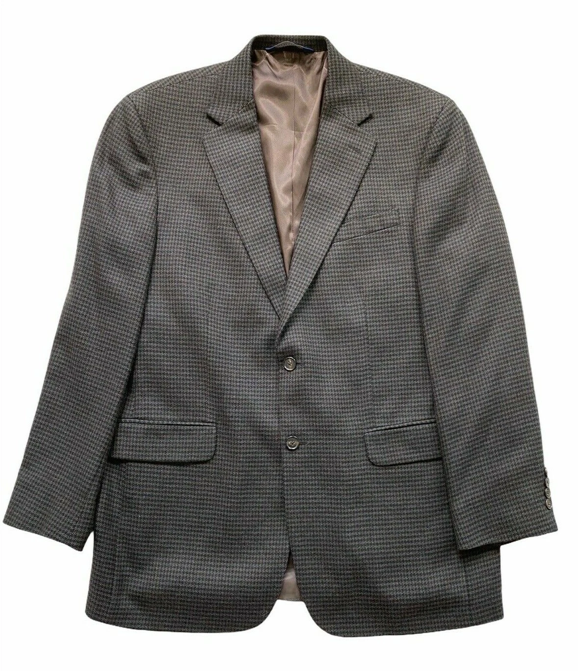 Stafford Mens Sport Jacket Coat 42 Long 100% Wool Two Button Closure Tweed Brown