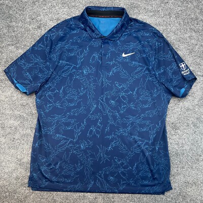 Tiger Woods Men's Nike Dri-FIT ADV Golf Polo Navy Size L DX6092-410 Jesuit Golf