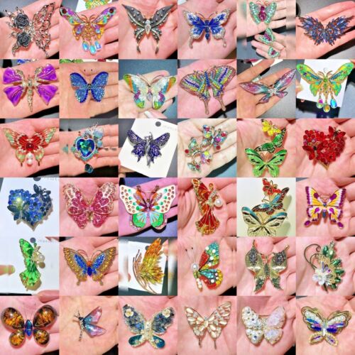 40+ Styles Butterfly Brooch Wholesale Crystal Pin Party Wedding Costume Jewelry - Afbeelding 1 van 329