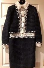 Chanel 16A NEW Paris-Rome Tweed BLACK DRESS ECRU LACE Gripoix Buttons FR36 $12K