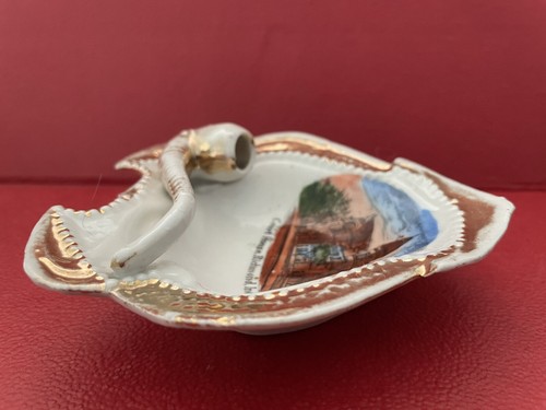 Vintage SOUVENIR PORCELAIN Trinket Dish COURT HOUSE Richmond Ind Pipe GOLD #61 - Bild 6 von 11