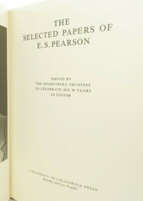 The Selected Papers of E.S. Pearson. Issued by the Biometrika Trustees 1966 HC 