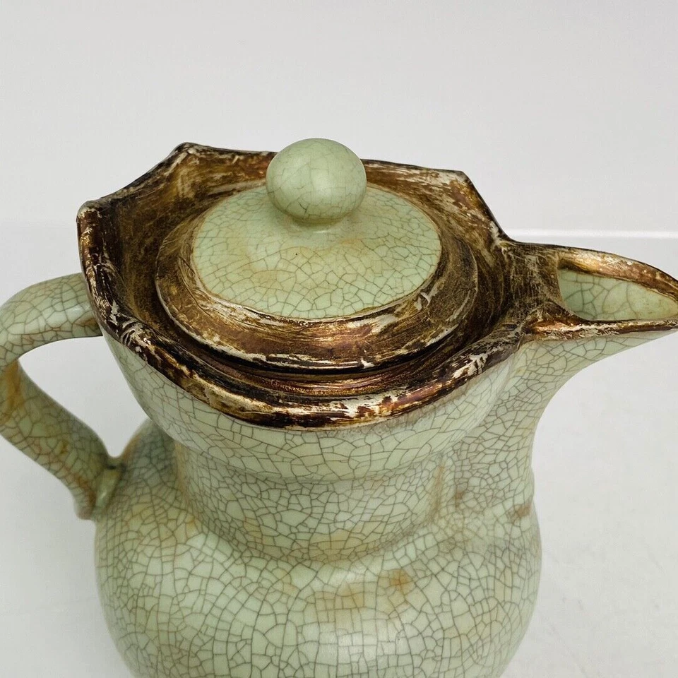 5,7 «Старая династия Сун фарфора ru печь голубая глазурь серебряная инкрустация монах шляпа чайник - Изображение 4 из 4