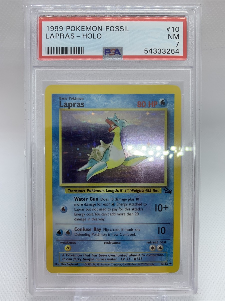 PSA 7 Near Mint Lapras 1999 Pokemon Fossil Unlimited 10/62 Holo