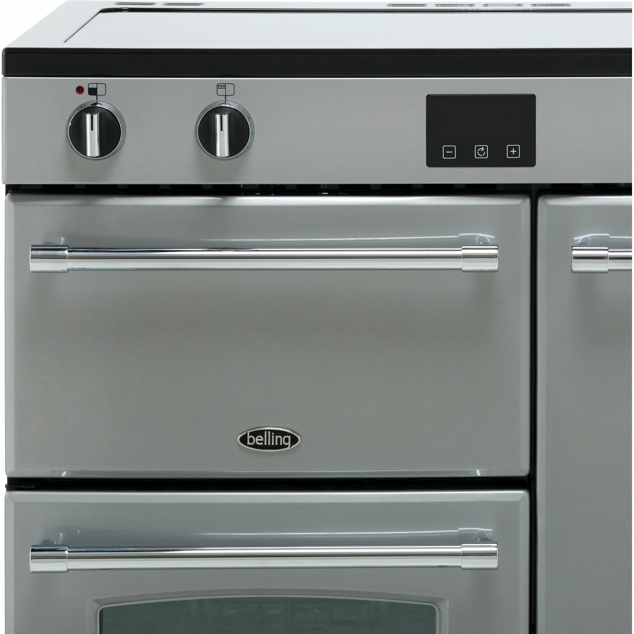 Belling Farmhouse90Ei 90cm Electric Range Cooker 4 Burners A/A Silver