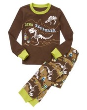 GYMBOREE SLEEPWEAR BROWN w/ DINOSAUR Explorer 2pc PAJAMAS 6 12 2T 3 6 8 NWT