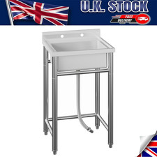 Stainless Steel Utility Sink 304 Bowl Wash Station Kitchen Tone Restaurant Garag