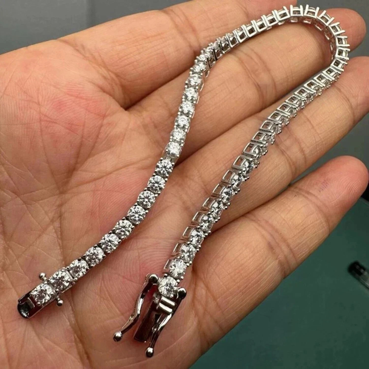 14K White Gold Finish Round 6.5Ct Lab Created Diamond Women's Tennis Bracelet 7