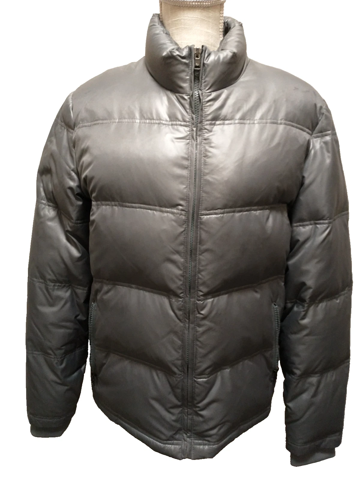 Calvin Klein Men's Light Gray 95% Duck Down Quilted Zip Closure Puffer Jacket S
