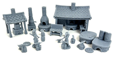 Fireborn Blacksmith Workshop Tabletop Scatter Terrain RPG Miniature D&D Figures