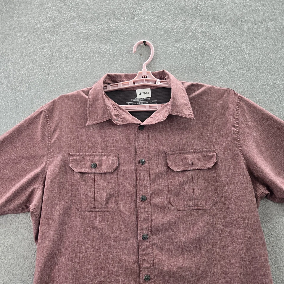 Croft & Barrow Men Button Up Shirt L Red Utility Gorpcore Short Sleeve - Image 4 of 4