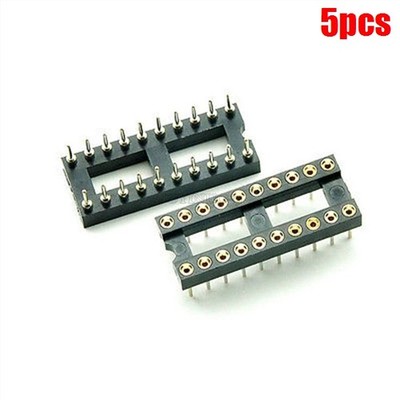5Pcs Sip 20Pin Dip Machined Gold Plated Solder Type Round Sockets Adaptor New fi