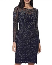 Adrianna Papell Sequined Bodycon Mesh Dress Size 2