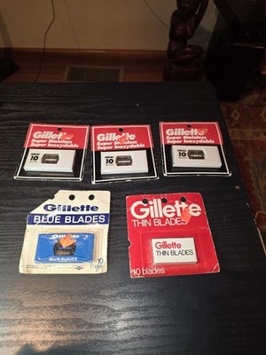 Lot Of 5-10 Blades Vtg Gillette Super Stainless Inoxydable Razor Blade Blue Thin