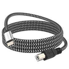 USB B to USB C Cable 6FT Nylon Braided for Printer MIDI Audio Interface USB 2.0