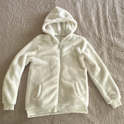 Arizona Jean Co. Girls Fleece Hooded Full Zip Jacket w/ Pockets White XL 16