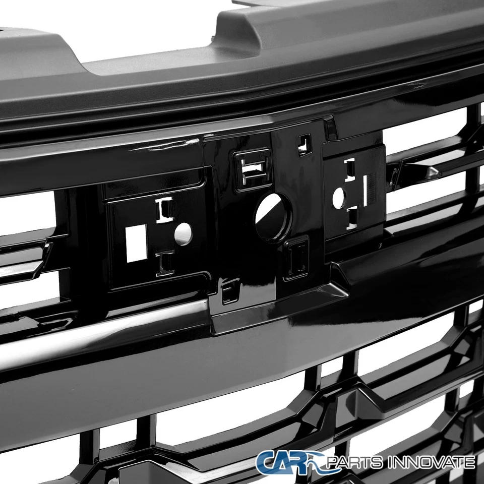 Front Upper Grille Fits 2019-2025 Chevy Silverado 1500 Glossy Black Hood Grill - Image 4 of 4