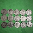 90% Silver Dime 12 Roosevelt 8 Mercury  Mixed Dates 20 coin lot over 1 oz silver