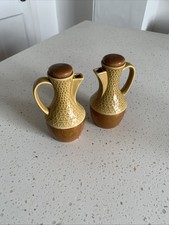 MCM Vintage Mid Century Retro Teak Holz Keramik Öl & Essig Kruzifix Set 70er 