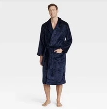 Men’s Goodfellow & Co. Solid Posh Robe Navy Blue L/XL Brand New with Tags