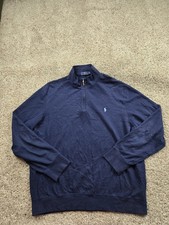 Polo Ralph Lauren Sweater XL Mens Blue Pullover Long Sleeve 1/4 Zip Soft Touch