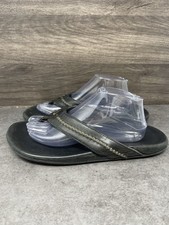 Olukai Mea Ola Sandals Mens Size 11 Black Leather Thong Flip Flop
