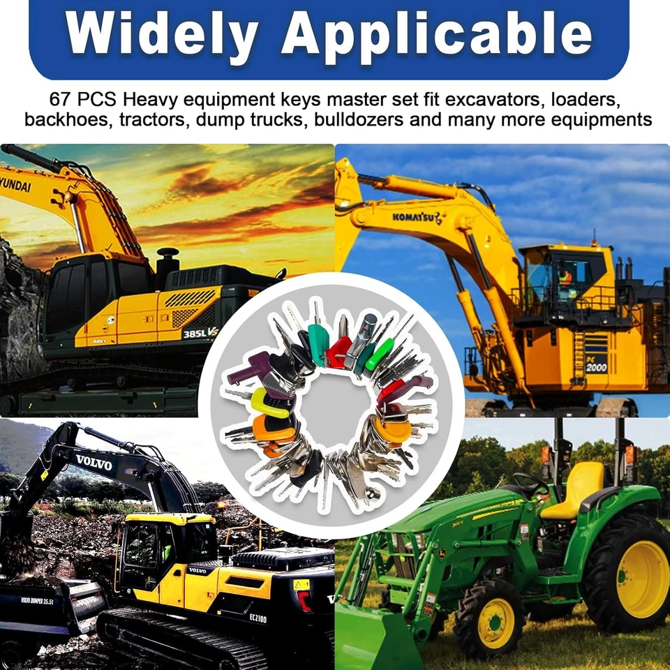 67PCS Heavy Construction Equipment Key Set For Kubota JCB CAT Hitachi Volvo - Image 4 of 4