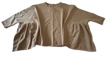 Ladies MADE IN ITALY Oversized Voluminous Cotton Top Biege ONE SIZE