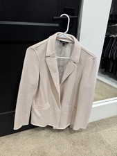 Topshop Raw Edge Jersey Blazer Women s US 8 Cream Textured Knit Jacket