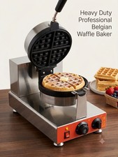 Heavy Duty Commercial Round Belgian Waffle Maker Iron Stainless Steel