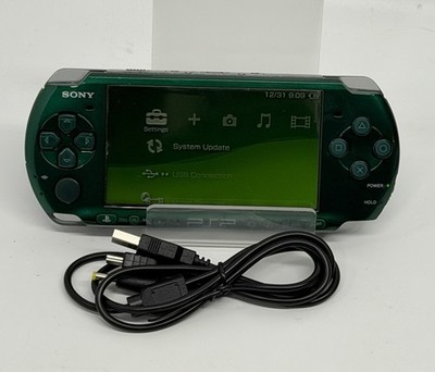 Sony PSP 3000 Console Green With Battery & Charging Cable Tested Working