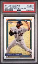 💎Clayton Kershaw - 2021 Topps Update  - 1992 TOPPS REDUX-CHROME - PSA 10 GEM MT
