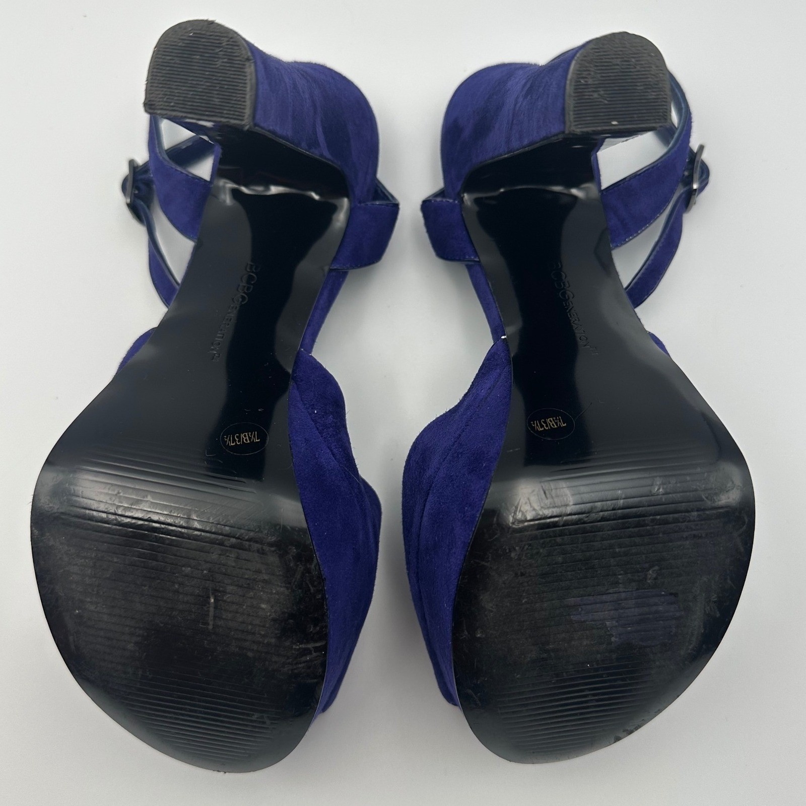 BCBGeneration Deep Purple Suede Platform Peep Toe… - image 4