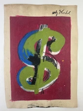 Andy Warhol COA Art Painting Original Drawing Vintage Paper Signed