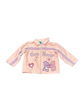 Vintage 2005 Care Bears Pink Zip Up Jacket Toddler 18M Embroidered Hearts