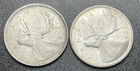 1963 & 1964 / Old Canadian Silver / Two 25 Cents Quarters