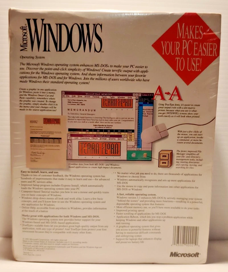 Sealed Microsoft Windows 3.1  Vintage 1992 Operating System – 5.25" Disk Version - Image 2 of 4