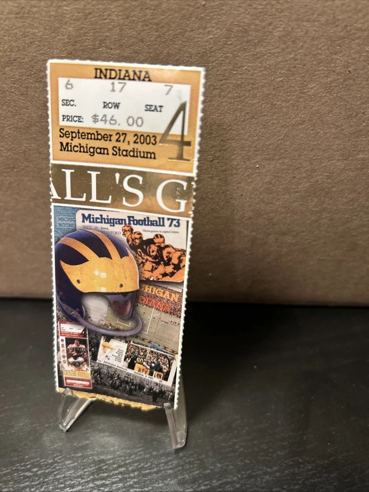 Boleto de fútbol americano universitario Michigan vs Indiana 27/09/2003 Foto 2 de 4