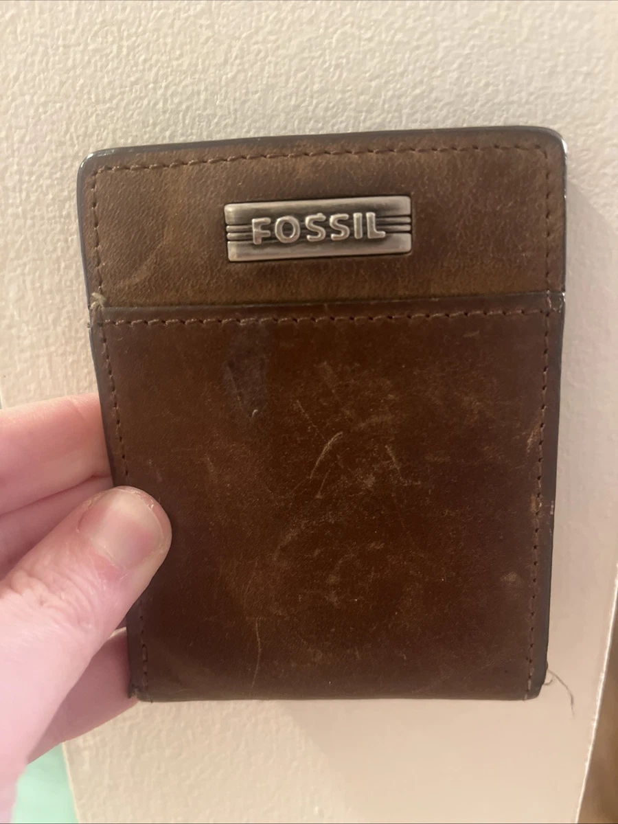 Portafoglio Con Graffetta FOSSIL Neel Money Clip Bifold In Pelle Nera – Nuovo