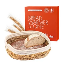 Bread basket with bread warmer stone - Bread warmer terracota - Gifts for bak...