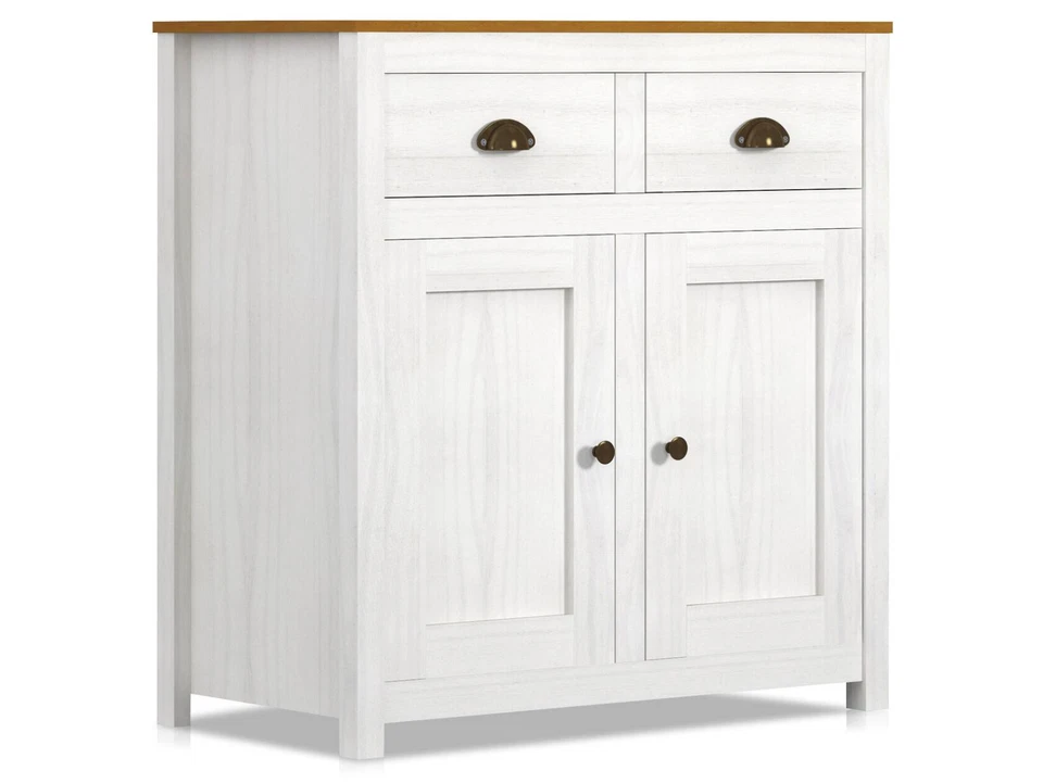 Sideboard Kommode Schrank Kiefer massiv Massivholz TRICO 2T 2SK Weiß White wash - Bild 1 von 2