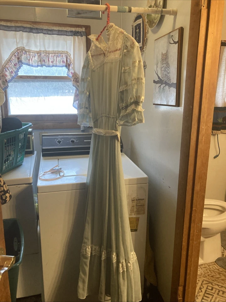 Gunne Sax Baby синий кружева макси платье жемчуг красивый винтажный найти Джессика Сан - Изображение 2 из 4