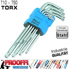 Torx Winkel Schlüssel Schraubendreher Set Lang T10 - T50 T-Profil Mit Stirn Loch